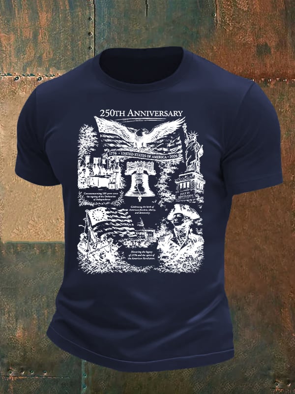 Men's  Retro USA 250th Anniversary Print T-Shirt
