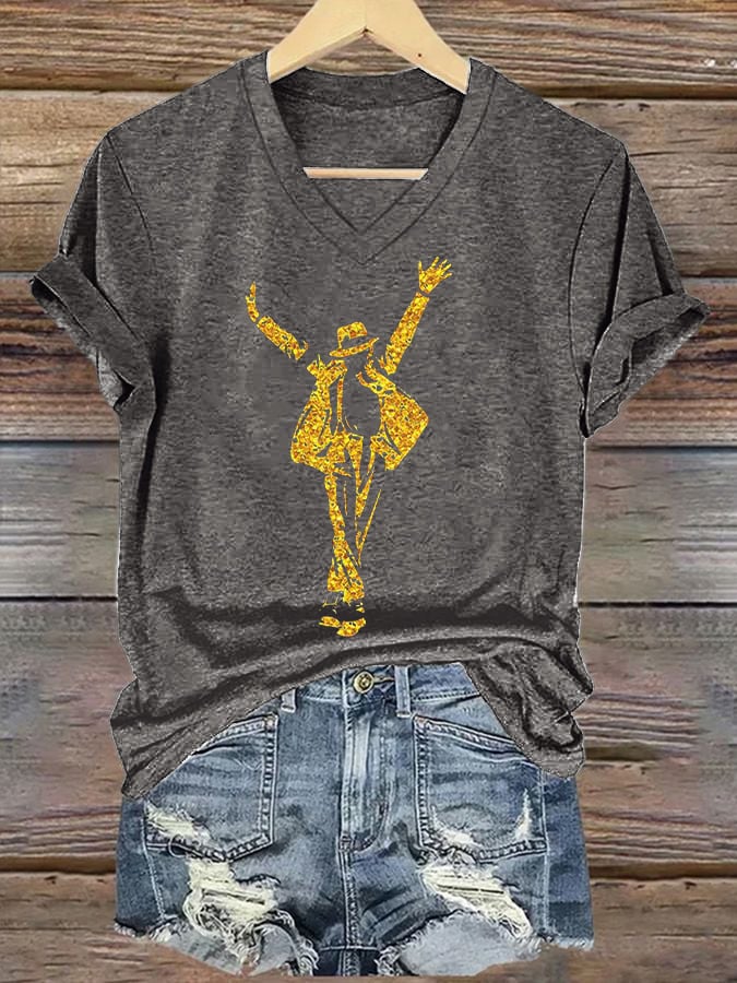 Women's Superstar Art Print V Neck T-shirt