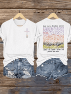 Women's  God Turns Broken Pieces Into Masterpieces Christian Tops Comfort Colors T-Shirt