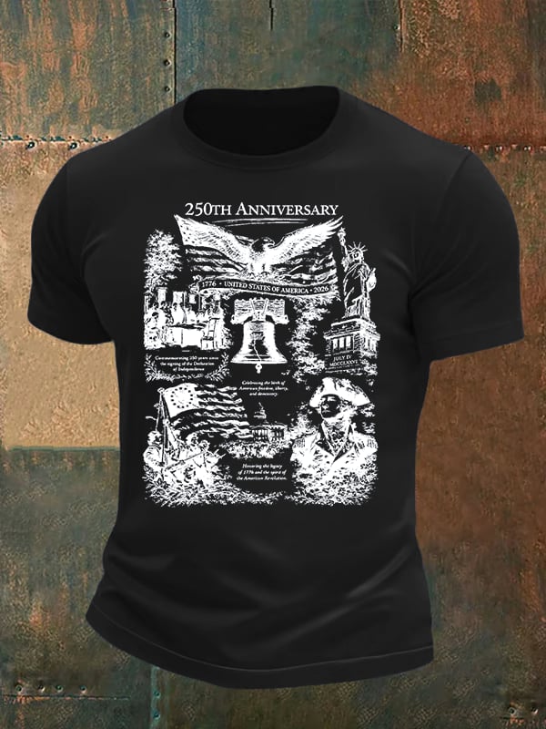 Men's  Retro USA 250th Anniversary Print T-Shirt