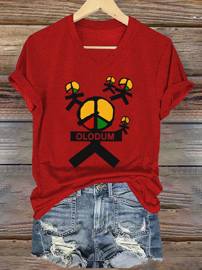 Women's Superstar Art Print V Neck T-shirt