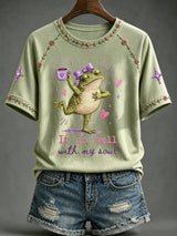 Women's Faith-Print Casual Crew-Neck Top