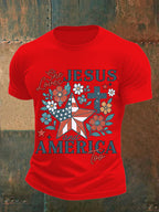 Men's She loves JESUS and AMERICA Printed T-Shirt