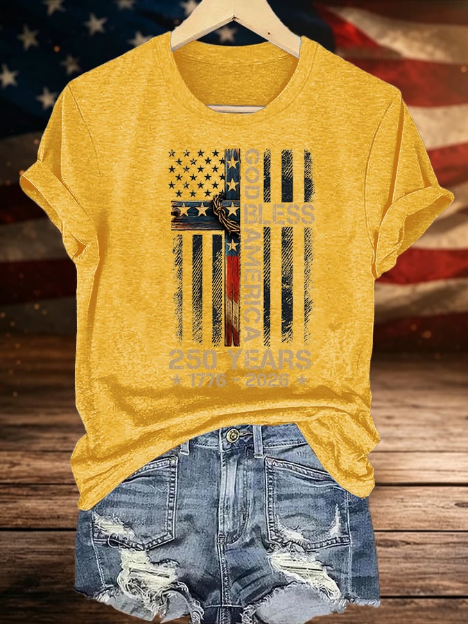 Women's GOD BLESS AMERICA Printed T-Shirt