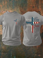 Men's Stand For The Flag Kneel For The Cross Printed Casual T-Shirt