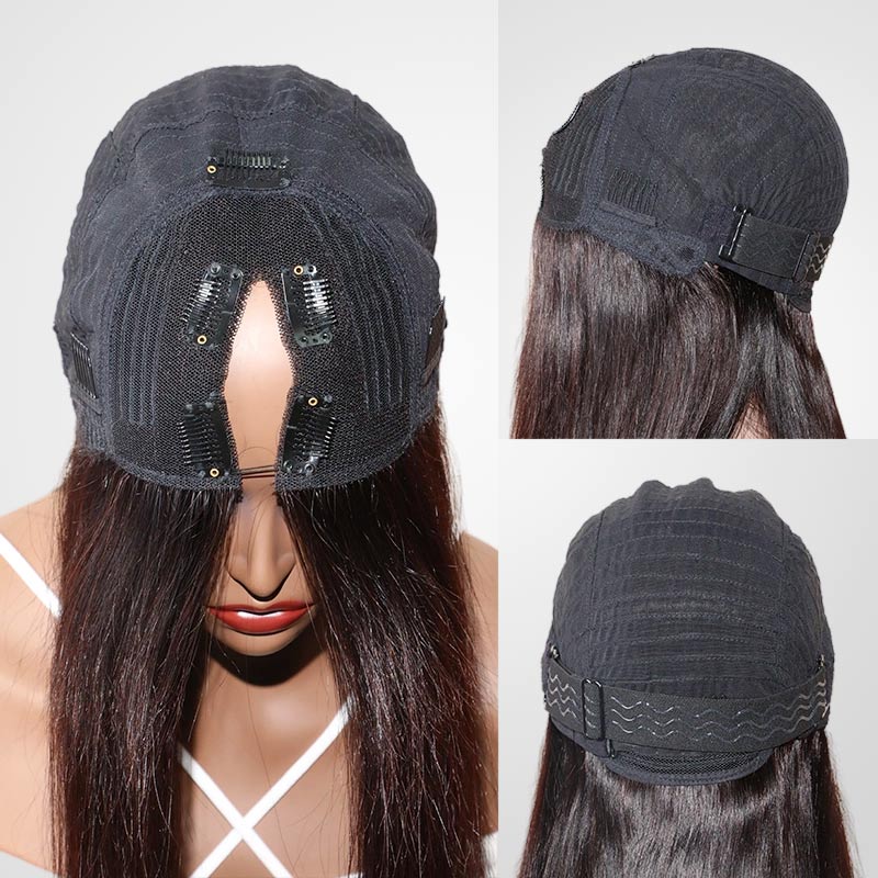QVR Straight V Part Wig Virgin Remy Human Hair Soft Silky Straight Wigs Human Hair Wig