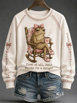 Women's Funny Frog Christian Faith Print Sweatshirt