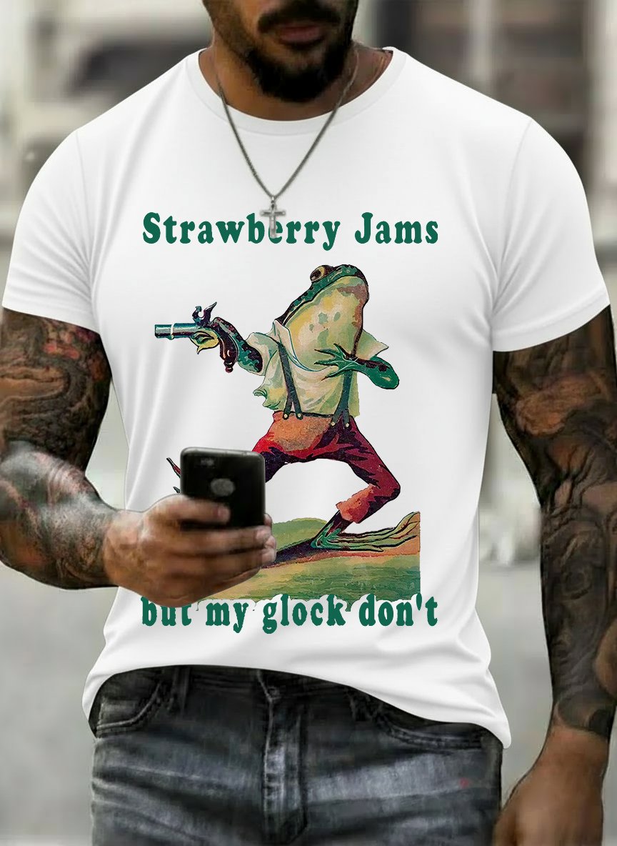 Men's Strawberry Jams but my glock don't Printed T-Shirt
