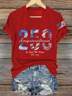 V-Neck Retro Semiquincentennial 250 In God We Trust Print T-Shirt