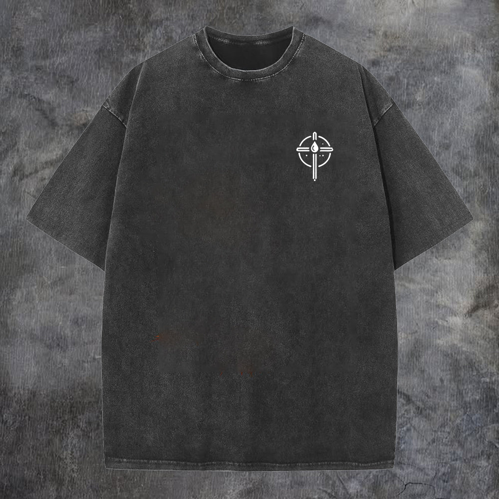 There Is Power In The Name Of Jesus Printed Men's Washed Tee
