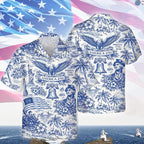 America 250 Hawaiian Shirt, Patriotic USA 1776 2026 Vintage 4th July Button Up