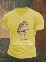 Men's First Of All Jesus Thinks I'm A Delight Shirt, Funny Christian Frog T-Shirt