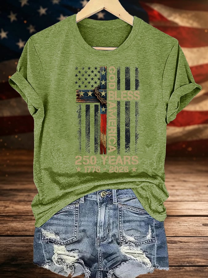 Women's GOD BLESS AMERICA Printed T-Shirt