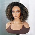 QVR Honey Blonde Highlight Short Cut Curly Wig Glueless Side Part Wig Beginner Friendly