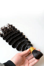 Deep Wave Bulk Human Hair For Braiding Natural Black BU03