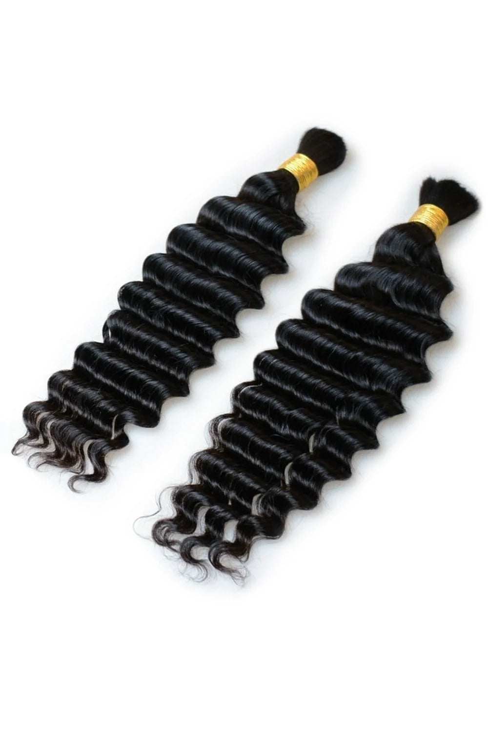 Deep Wave Bulk Human Hair For Braiding Natural Black BU03