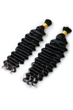 Deep Wave Bulk Human Hair For Braiding Natural Black BU03