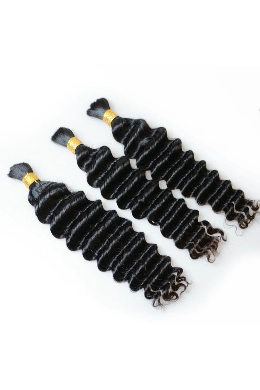 Deep Wave Bulk Human Hair For Braiding Natural Black BU03