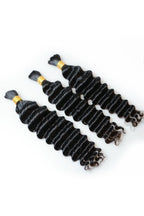 Deep Wave Bulk Human Hair For Braiding Natural Black BU03