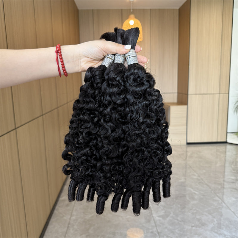 QVR Bora Bora Braids Burmese Curly Bulk 100% Human Hair Extensions For Bohemian Knotless Braids