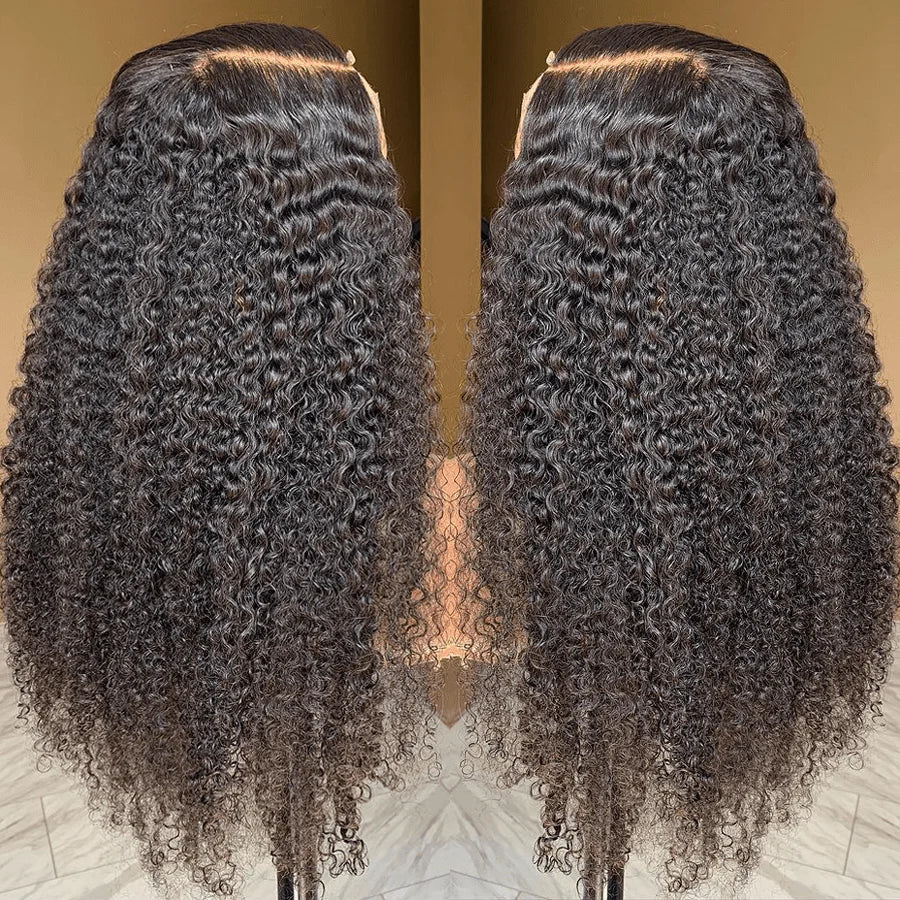 QVR Glueless Jerry Curly HD Lace 13x4 Lace Front Wigs Natural Black Human Hair Wig Beginner-Friendly