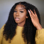 QVR Glueless Pre-cut 13x4 HD Lace Frontal Human Hair Wigs Kinky Curly Wear and Go Wigs