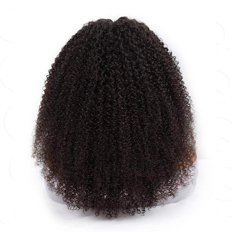 QVR Invisible Lace Edge Kinky Curly V Part Wigs Highlight #1B/30 No Leave Out Human Hair Wig