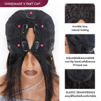 QVR Invisible Lace Edge Kinky Curly V Part Wigs Highlight #1B/27/613 No Leave Out Human Hair Wig