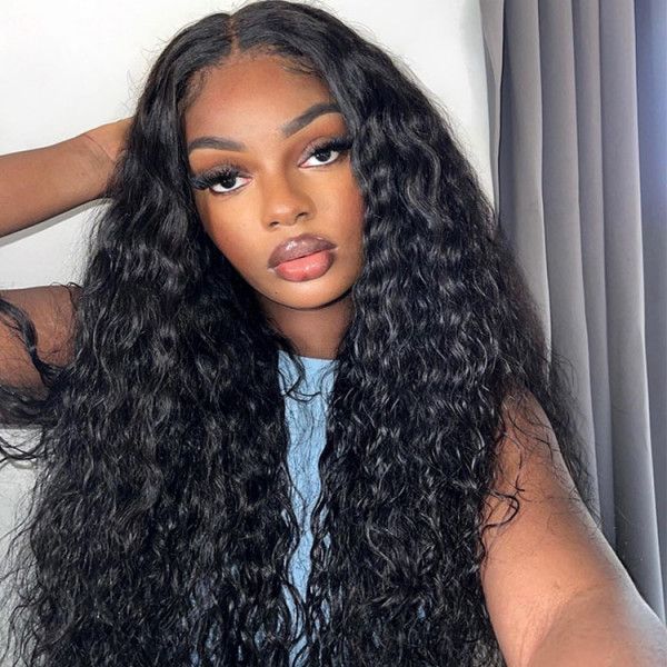 QVR Glueless Pre Cut Lace 13x4 HD Lace Closure Wig Water Wave Wig Wear and Go Wigs
