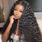 QVR Glueless Pre-cut 13x4 HD Lace Frontal Human Hair Wigs Deep Wave Wear Go Wigs