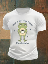 Men's Funny First Of All Jesus Thinks I’m A Delight Frog shirt