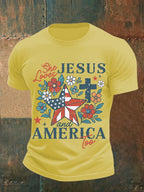 Men's She loves JESUS and AMERICA Printed T-Shirt
