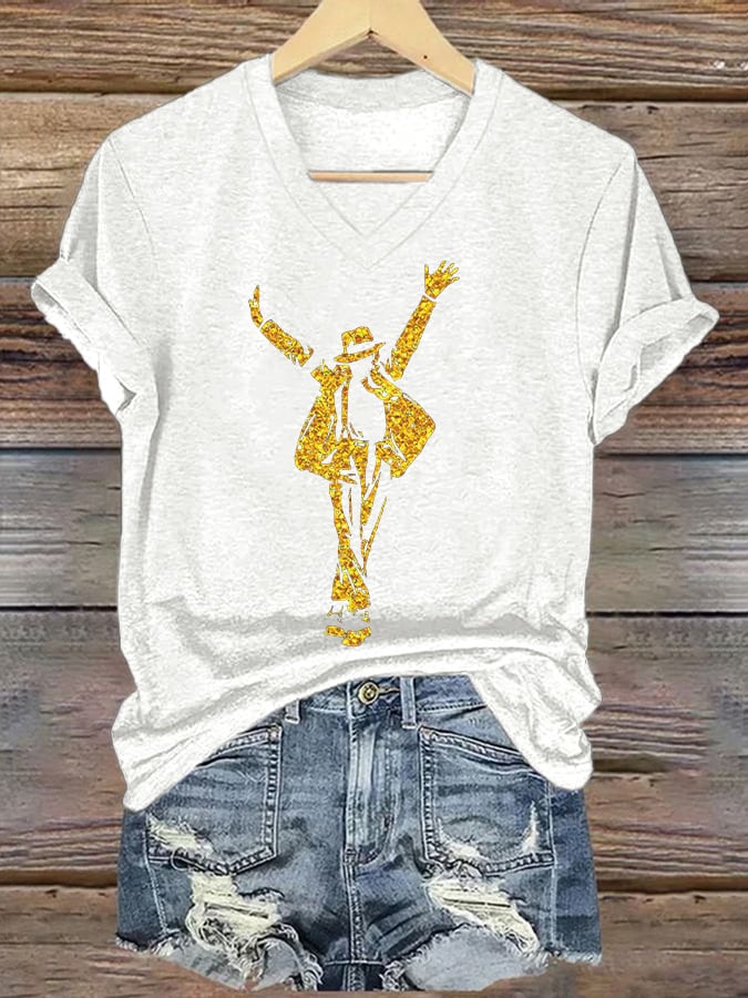 Women's Superstar Art Print V Neck T-shirt