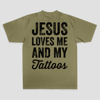 Jesus Loves Me And My Tattoos Printed Men's T-shirt
