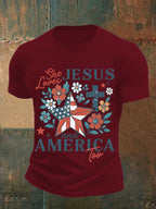 Men's She loves JESUS and AMERICA Printed T-Shirt