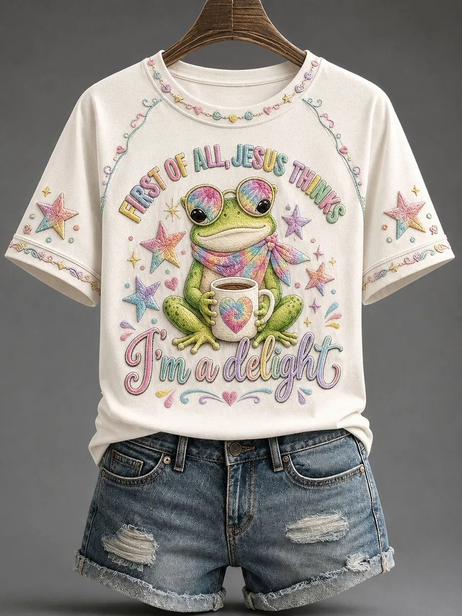 Women's 'Jesus Thinks I'm A Delight' Printed Casual T-Shirt