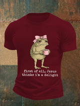 Men's First Of All Jesus Thinks I'm A Delight Shirt, Funny Christian Frog T-Shirt