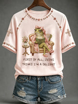 Women's Faith-Print Casual Crew-Neck Top