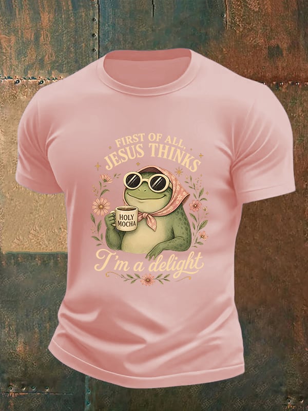 Men's First Of All Jesus Thinks I'm A Delight Shirt, Funny Christian Frog T-Shirt