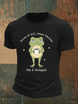 Men's Funny First Of All Jesus Thinks I’m A Delight Frog shirt