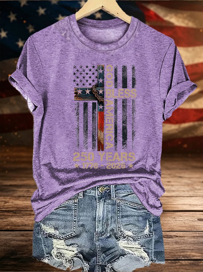 Women's GOD BLESS AMERICA Printed T-Shirt
