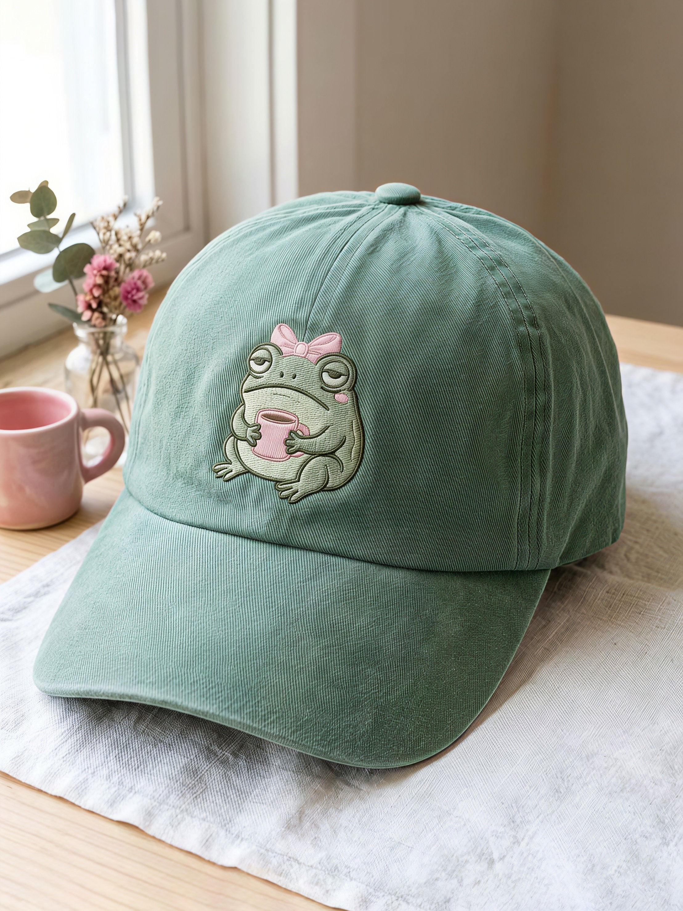 Funny Frog Holding Coffee Christian Faith Print Hat