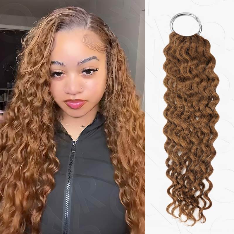 QVR Water Wave Feather Crochet Human Hair Highlight #P4/30 Miracle Knots Crochet Weave Hair Extensions