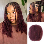 QVR Three Mix Colors Afro Kinky Bulk #1B/99J/Burgundy Human Hair For Braiding Dreadlock Hair
