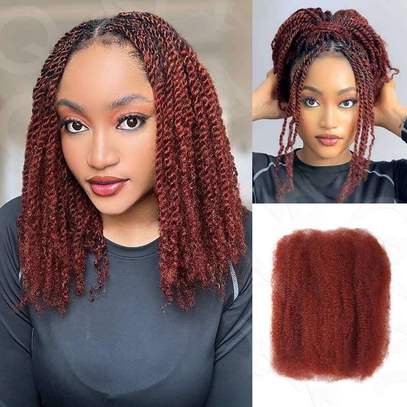 QVR Best Quality Kinky Twist Style 4 Packs Afro kinky Bulk Braiding Human Hair