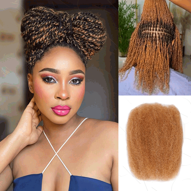 QVR #27/30 Afro Kinky Bulk Mixed Color Human Hair for Braiding DreadLock