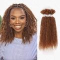QVR Auburn Brown Afro Kinky V Bulk for Kinky Twist Crochet Braiding Hair