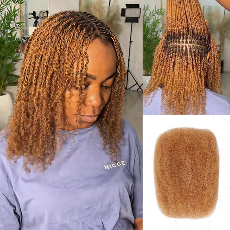 QVR #P4/30/27 Color Afro Kinky Bulk Human Hair For Braiding Dreadlock Hair