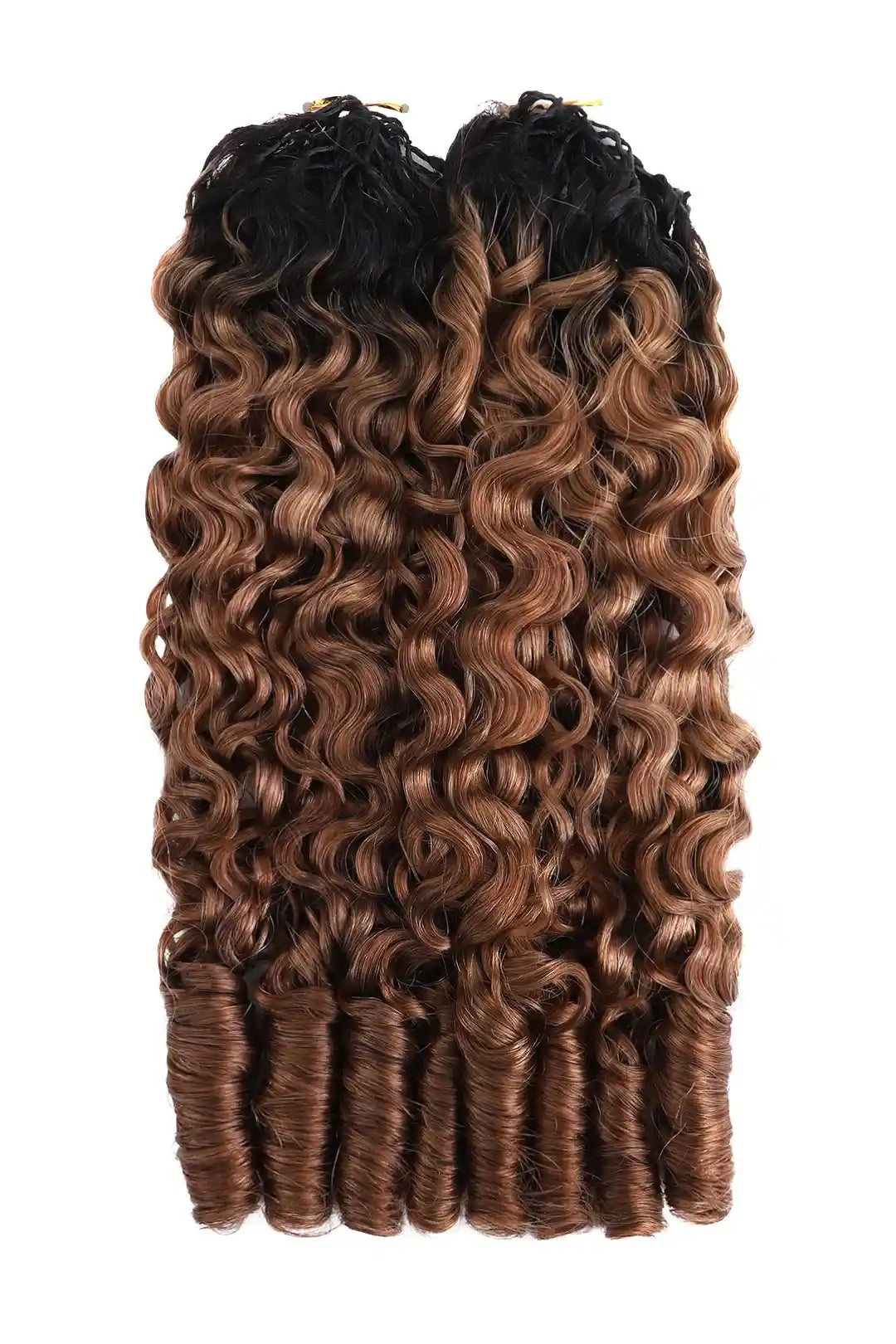 Auburn Brown Ombre Burmese Curly with Spiral Curls Crochet Hair - T1B/30