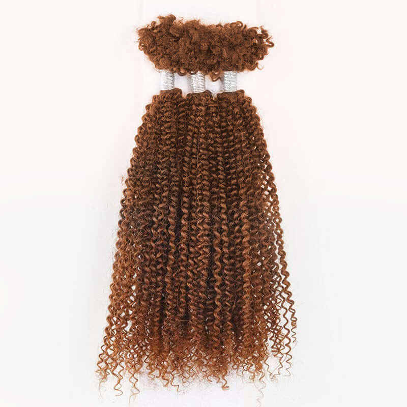 QVR Auburn Brown Afro Kinky V Bulk for Kinky Twist Crochet Braiding Hair